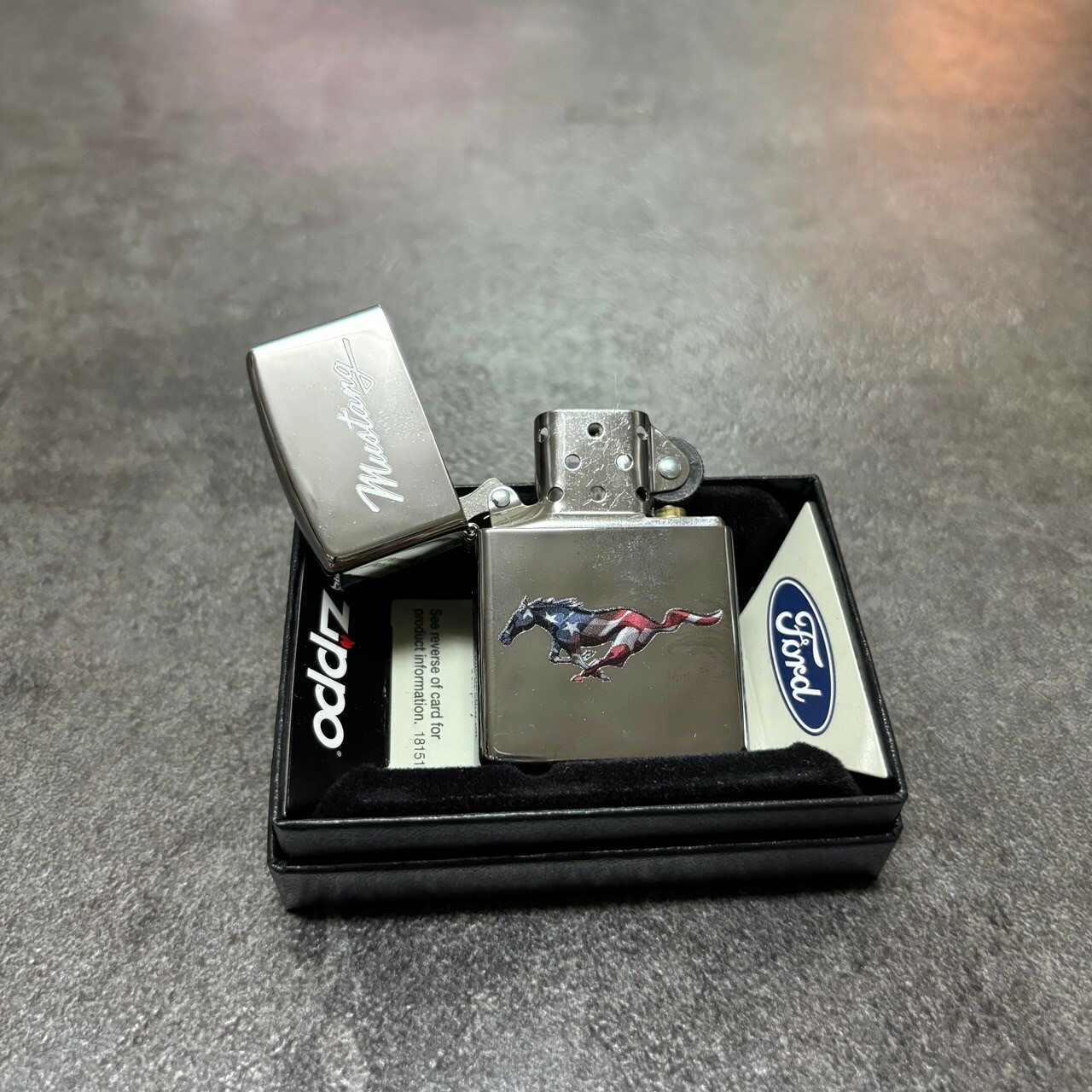 【zippo】德國原裝正品、福特野馬、煤油打伙機、彩印鏡面款（內膽可選搭ZIPPO/ZORRO/充氣/煤油）