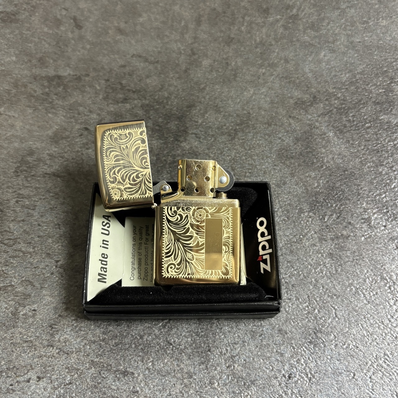 【zippo】德國原裝正品、威尼斯金花紋、煤油打伙機、質感花紋系列（內膽可選搭ZIPPO/ZORRO/充氣/煤油）