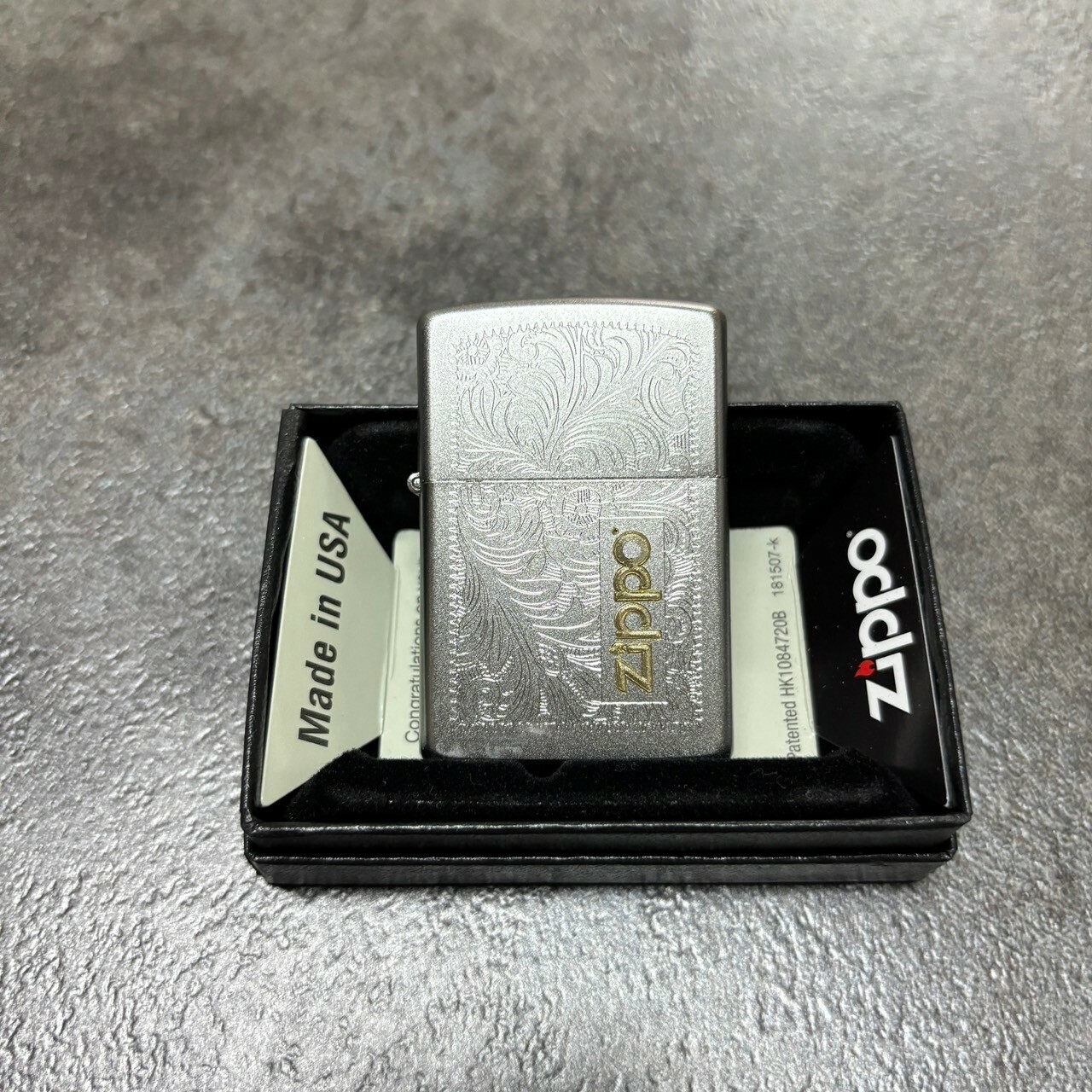 【zippo】德國原裝正品、威尼斯銀花紋、煤油打伙機、質感花紋系列（內膽可選搭ZIPPO/ZORRO/充氣/煤油）