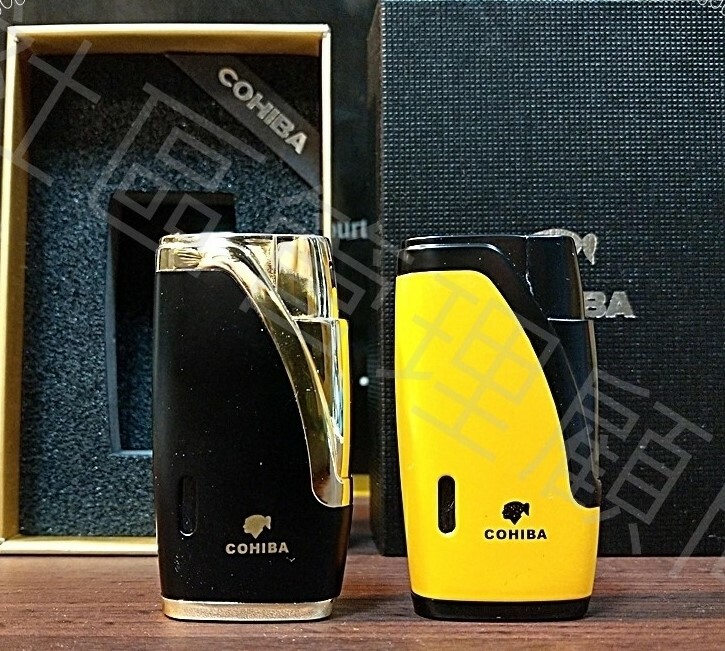 【雪茄用】鈦合金金屬 防風 雙直沖 充氣式 雪茄打火機 #帶鑽孔器 #禮盒