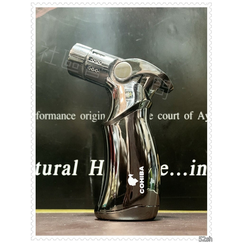 【雪茄用】手持型鈦合金 防風 四直沖 充氣式 雪茄打火機 #禮盒