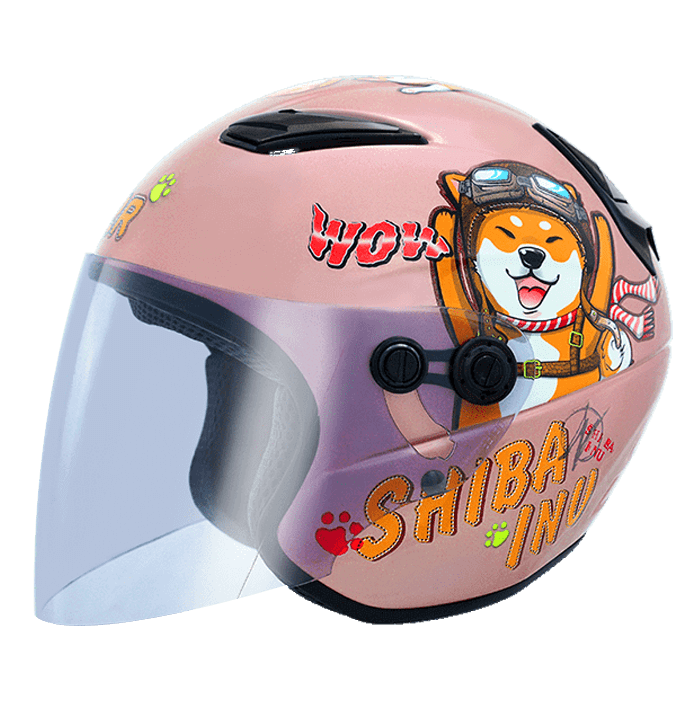 M2R M700 #5 柴犬 銀粉紅 彩繪 童帽 3/4罩