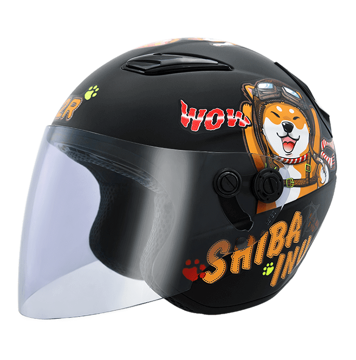 M2R M700 #5 柴犬 消光黑 彩繪 童帽 3/4罩