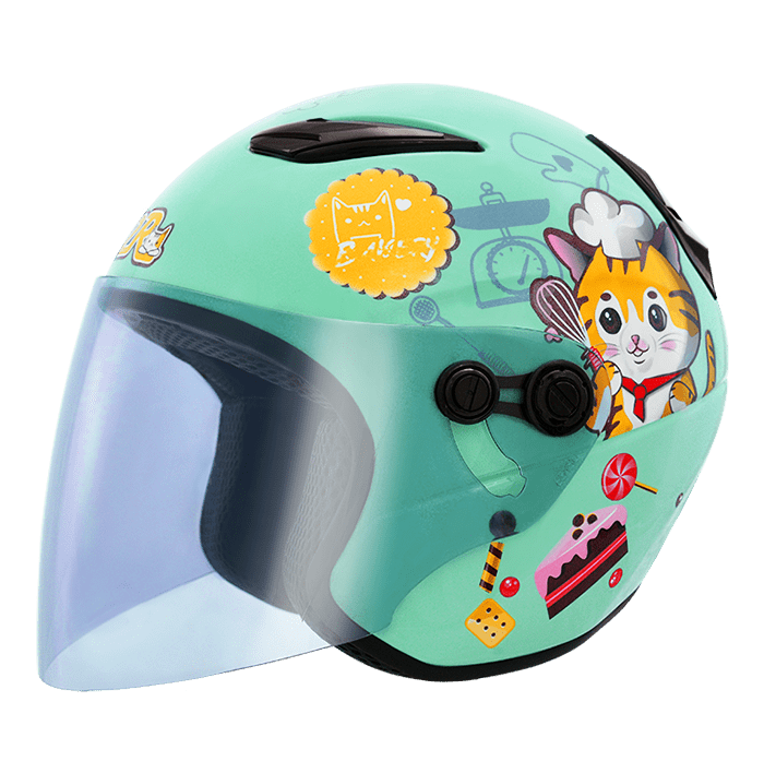 M2R M700 #6 甜甜貓 土耳其藍 彩繪 童帽 3/4罩