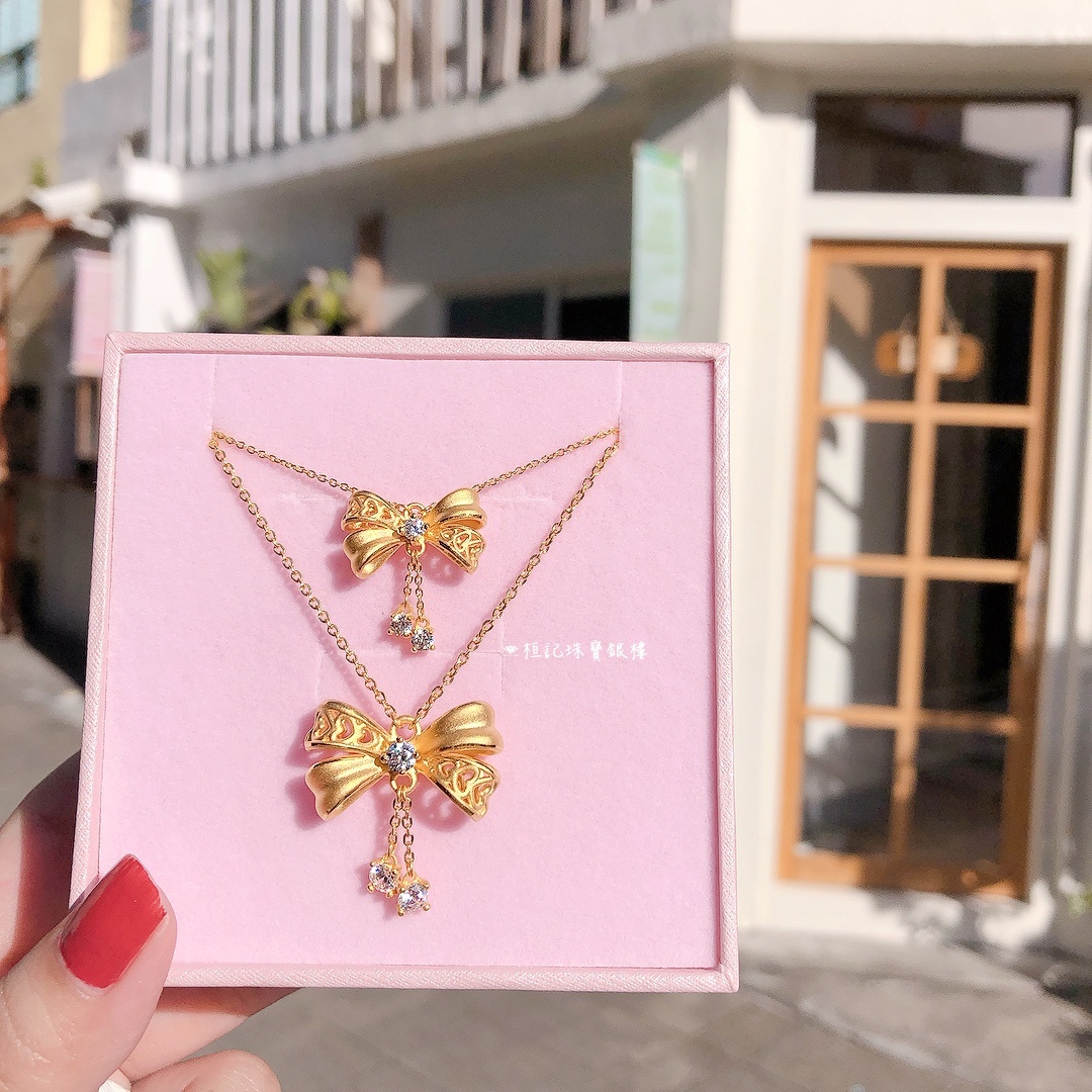 蝴蝶結 黃金墜子/黃金項鍊