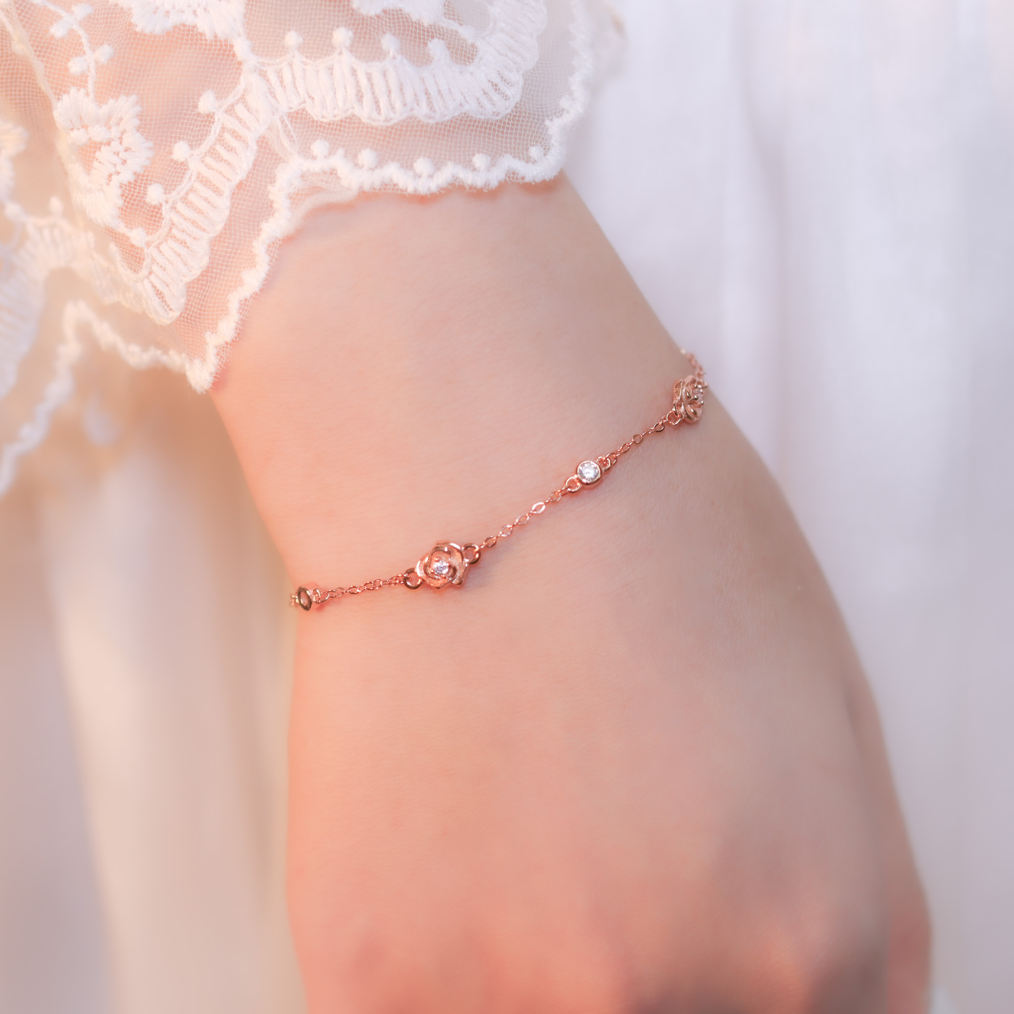 | 925純銀・ 玫瑰金 | 來自玫瑰的情書手鏈 | BR1148 |