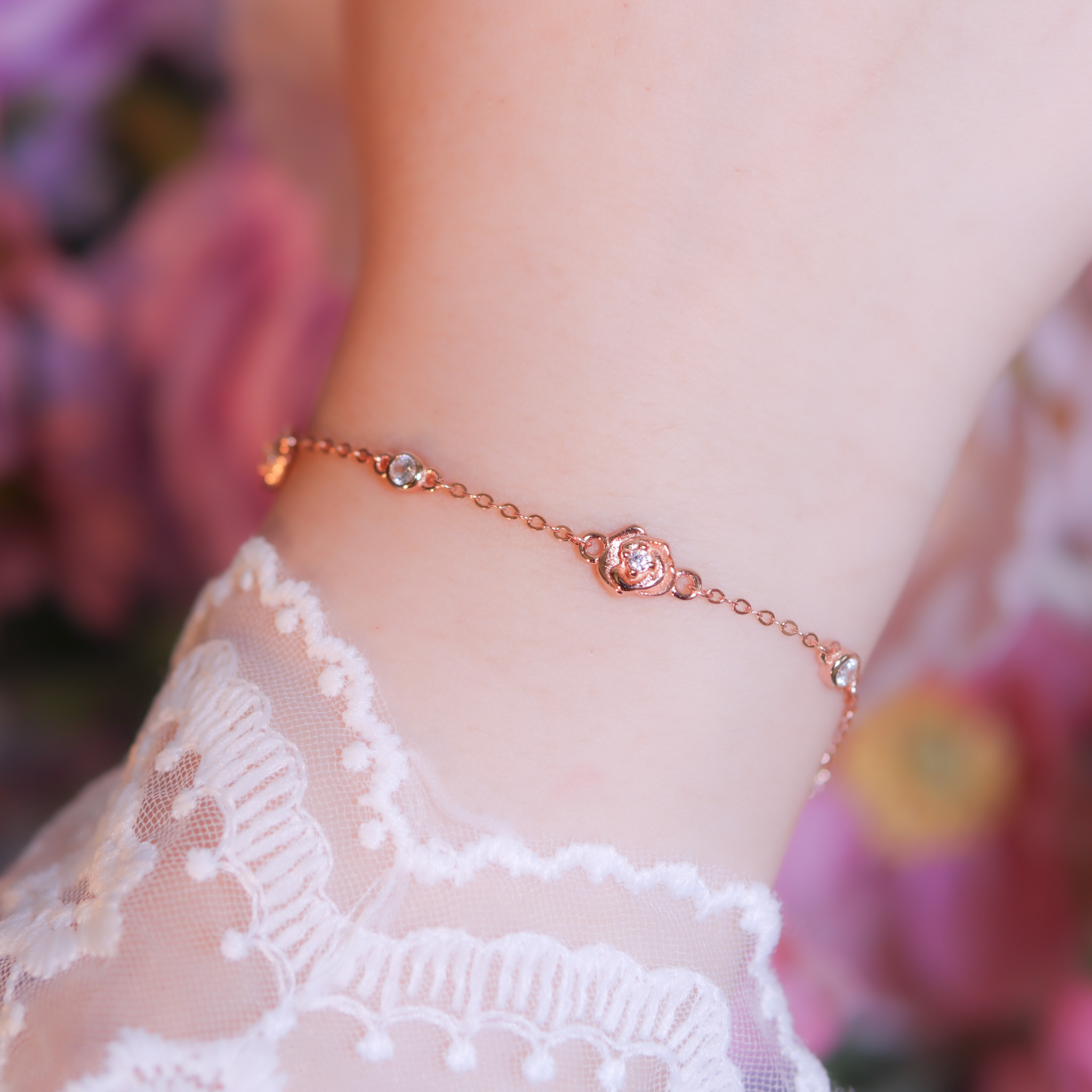 | 925純銀・ 玫瑰金 | 來自玫瑰的情書手鏈 | BR1148 |