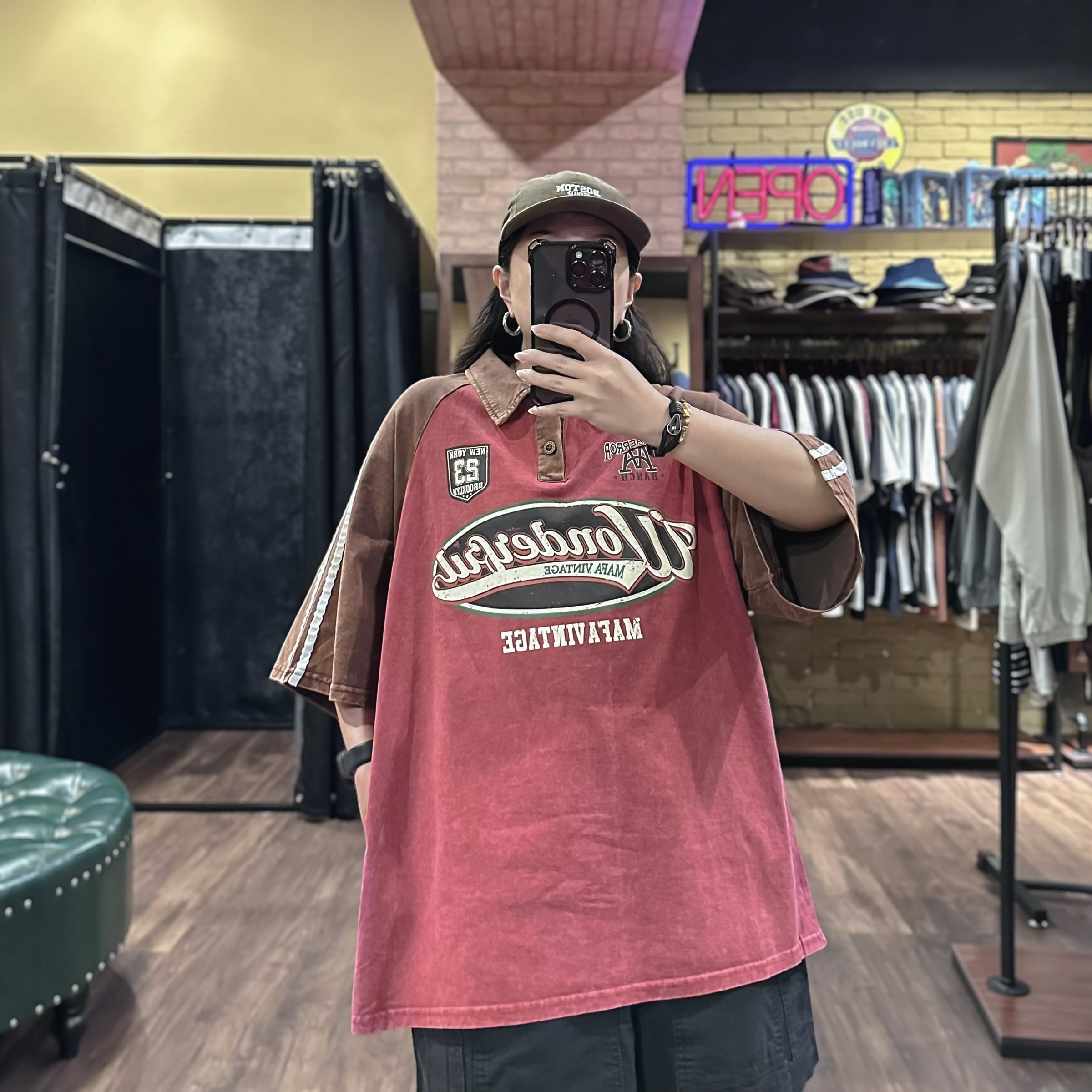 美式做舊印花POLO衫