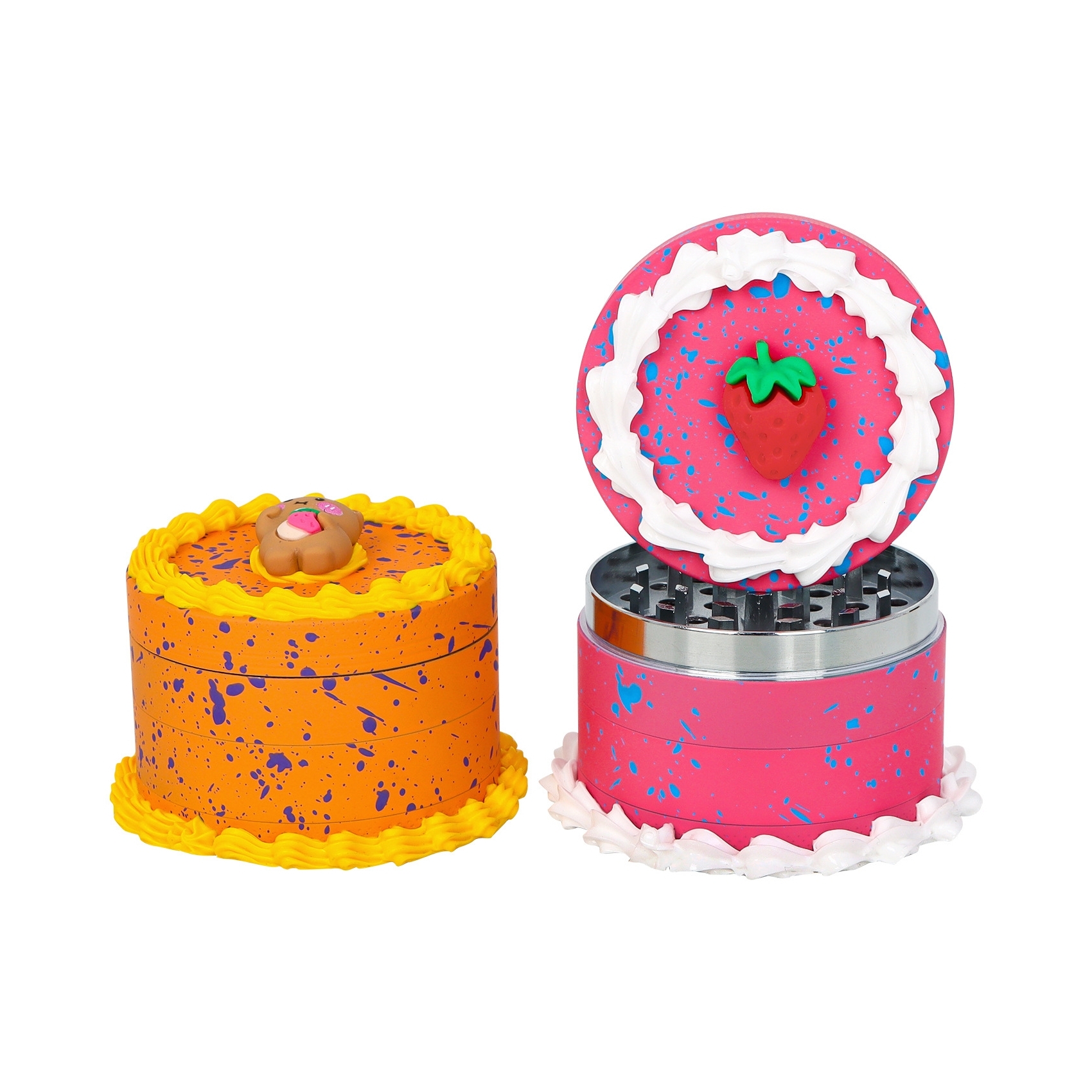 【登機準備配件】63mm、繽紛蛋糕造型、鋅合金四層研磨器