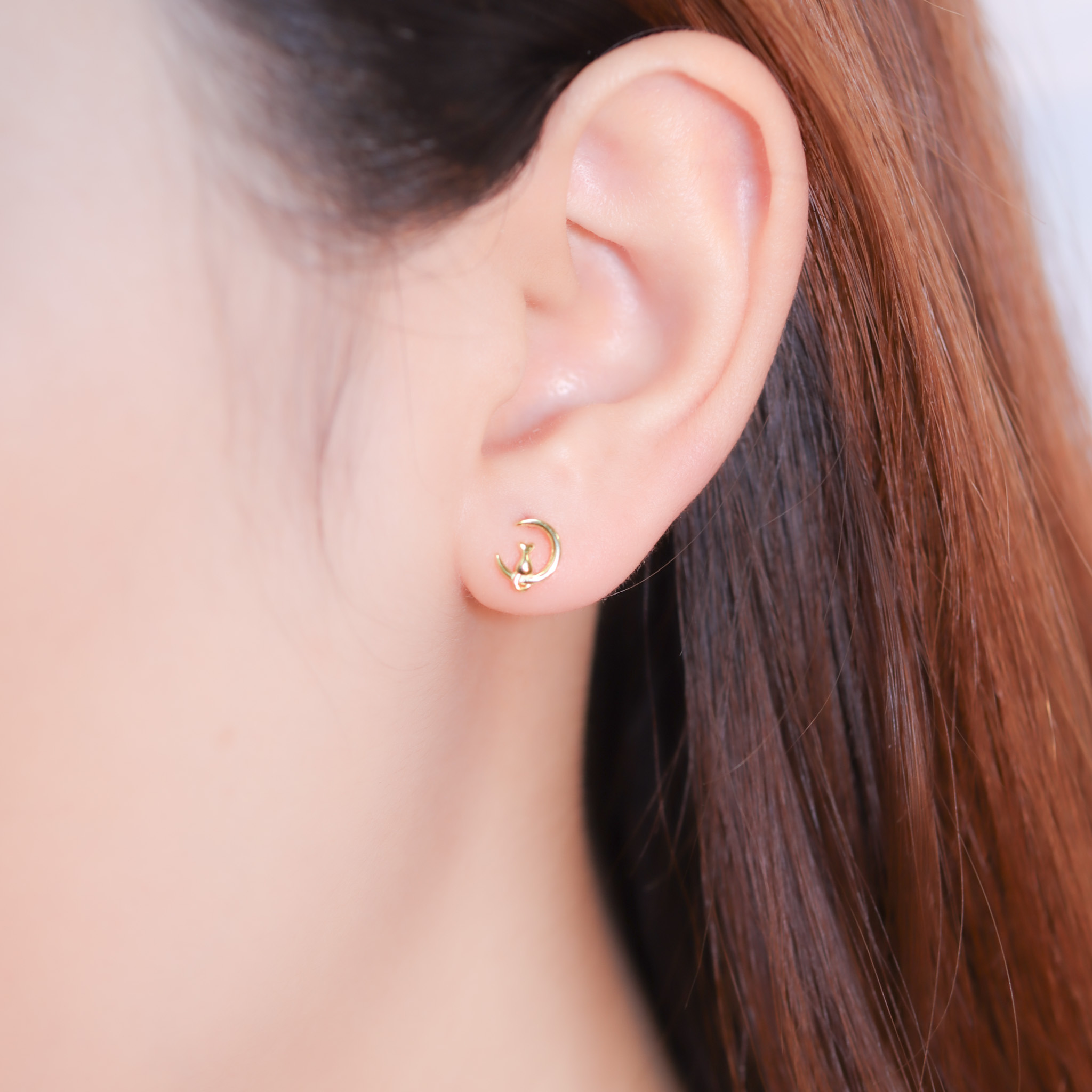 | 925純銀・ 金 | 彎月貓咪耳環 | EA0826 |