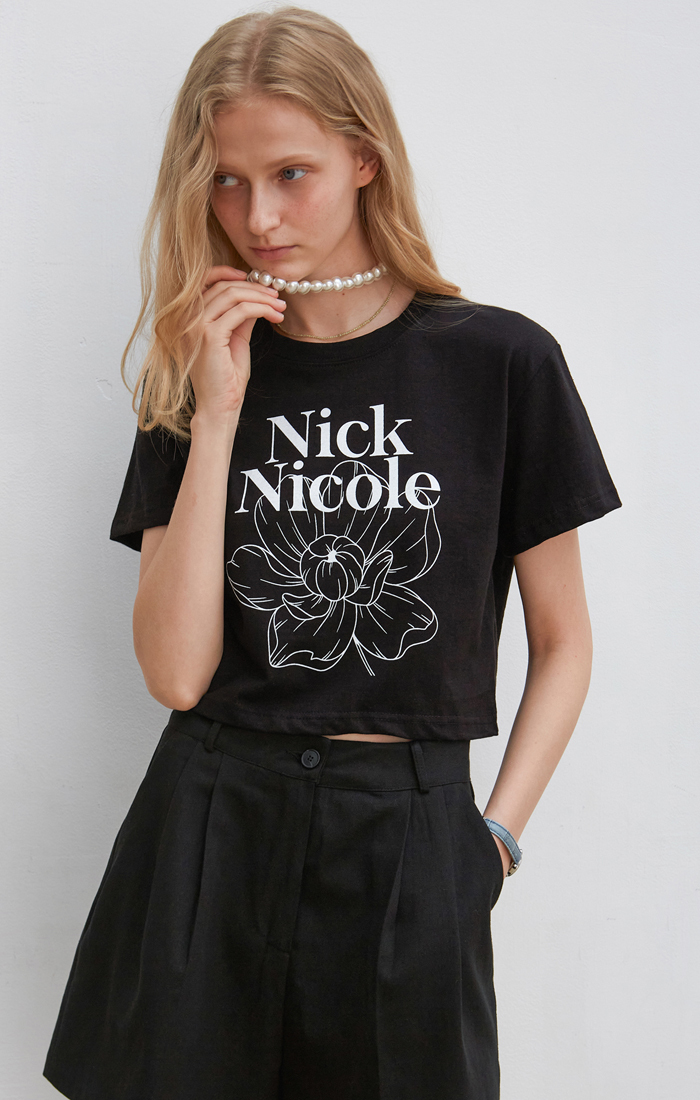 【Nick Nicole】NICOLE NARCISSUS FLOWER CROP TEE 3COLOR NICK&NICOLE NICOLE NARCISSUS FLOWER CROP TEE