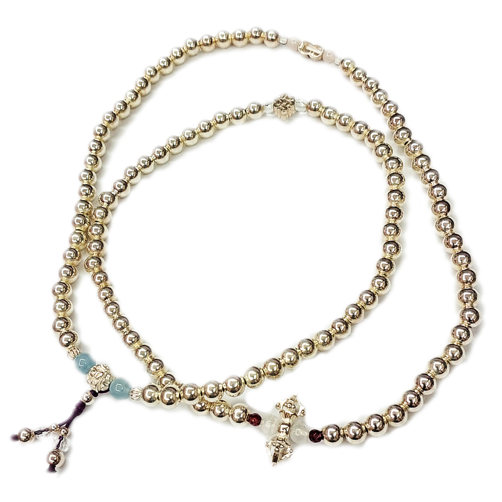 金剛杵+925銀圓珠108念珠6mm【十方】146674