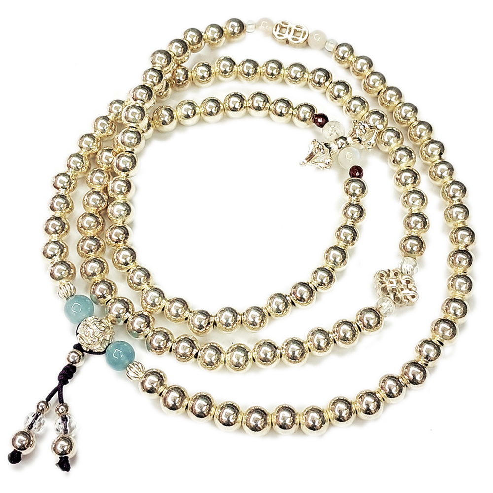 金剛杵+925銀圓珠108念珠6mm【十方】146674