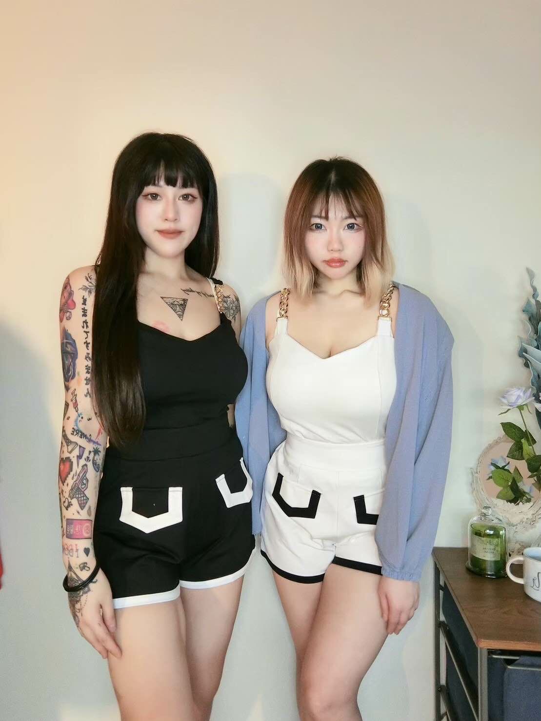 撞色縮腰寬褲管短褲