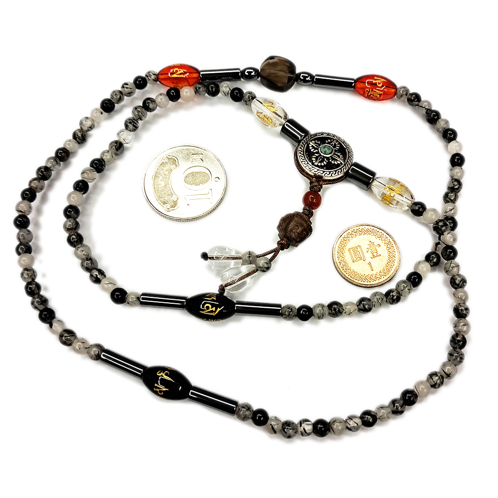 十字杵+黑髮晶108念珠5mm【十方】139423