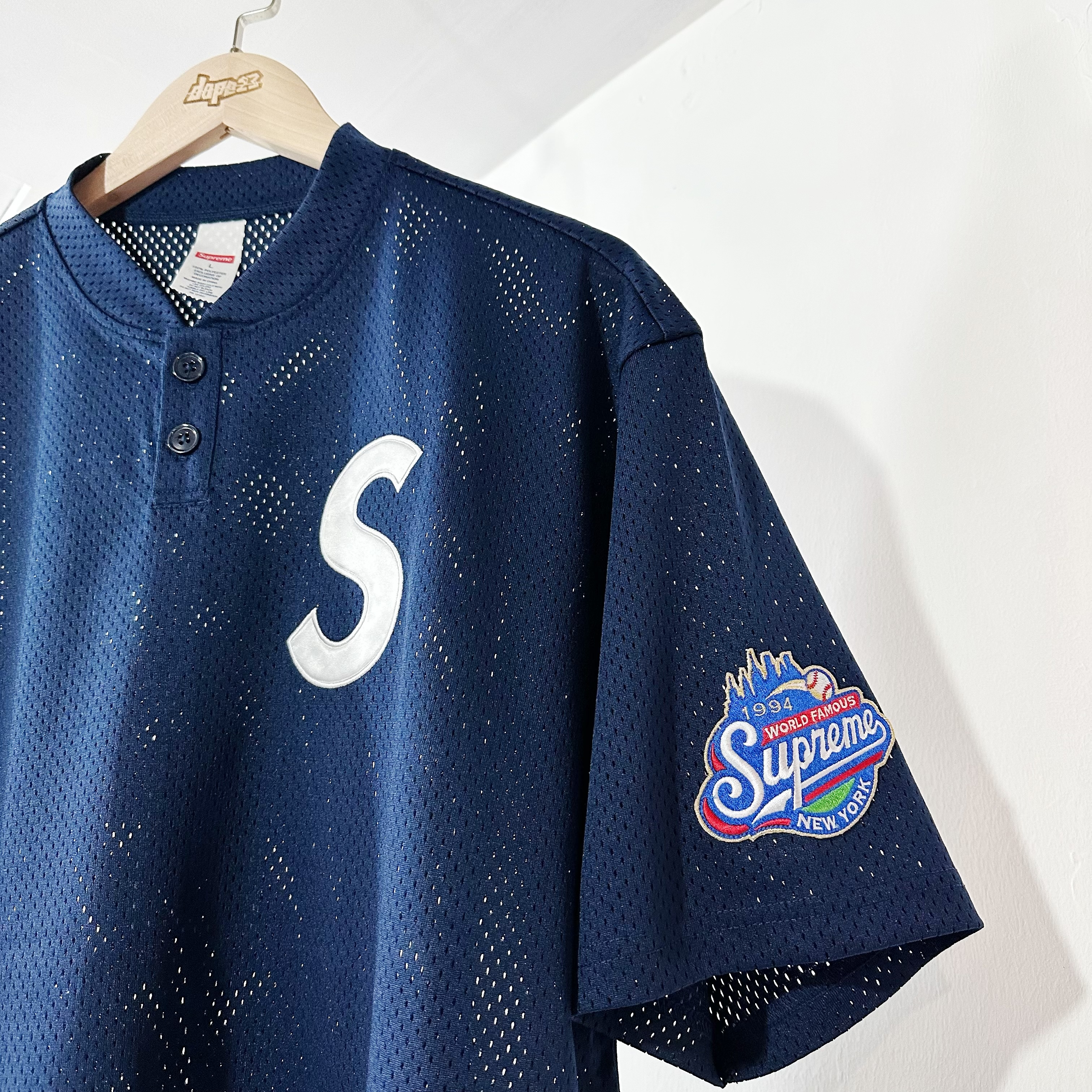 SUPREME FW24 S LOGO BASEBALL HENLEY NAVY