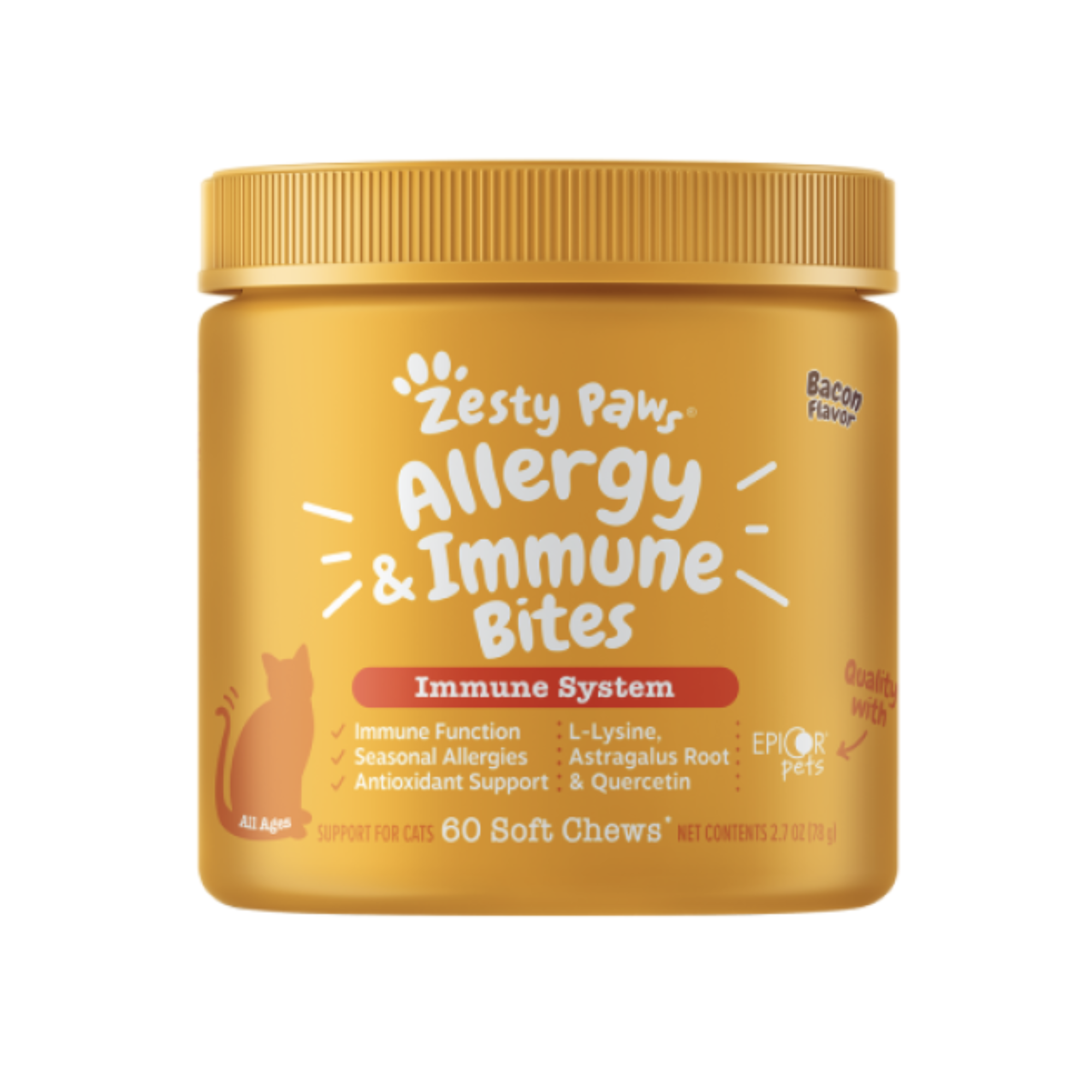 Zesty Paws - 貓用抗敏免疫咀嚼軟粒(煙肉味) 60粒-嚐味期 5/2026