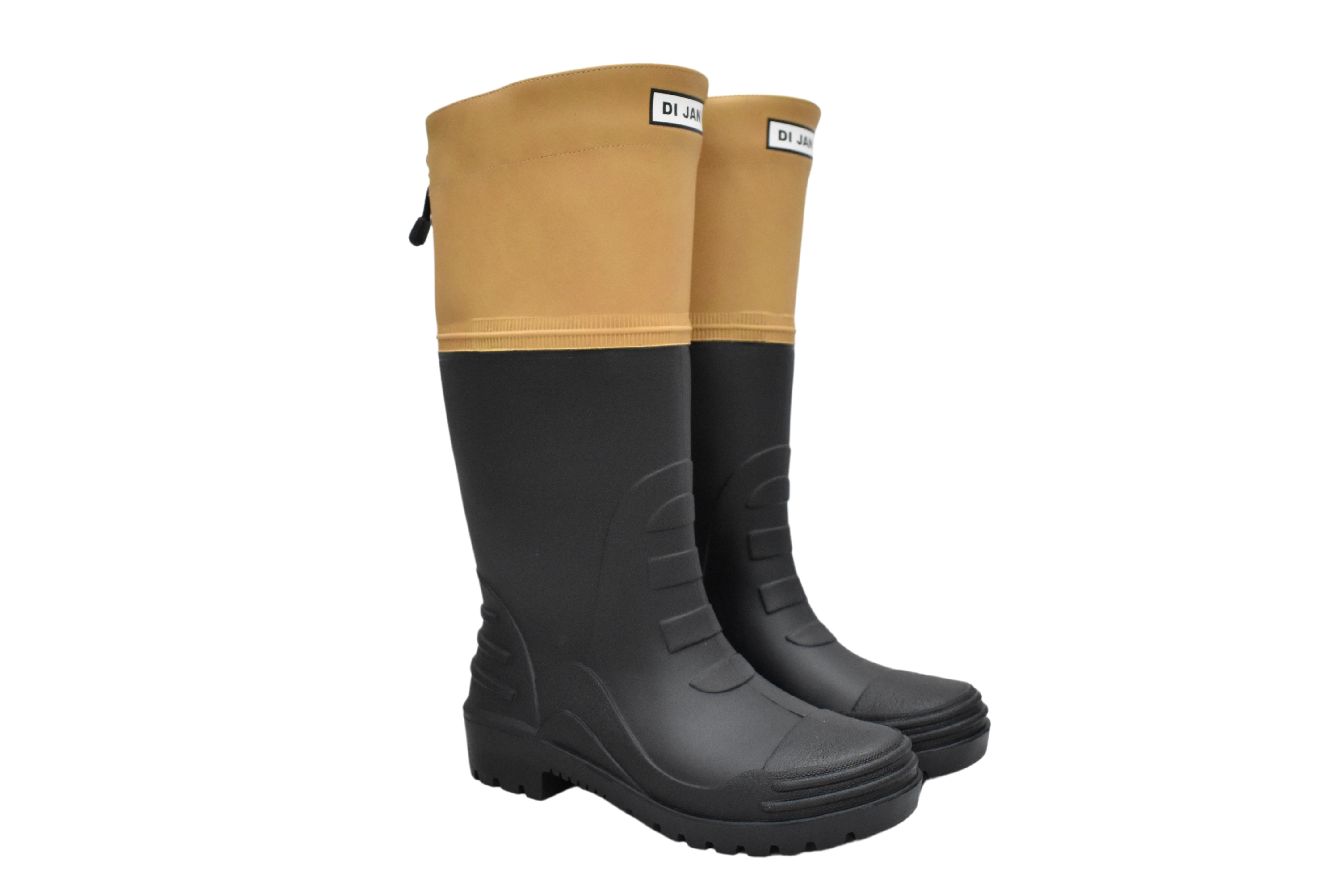 D3 系列 - 後束口設計 - 經典棕可摺式登山雨鞋 (附厚底乳膠鞋墊!)