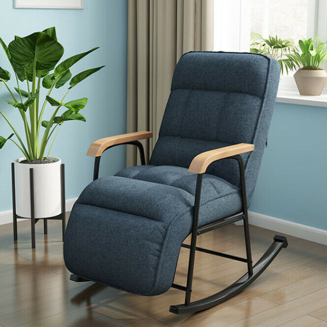 New simple leisure chair multi-adjustable comfortable cushion chair (grey blue)