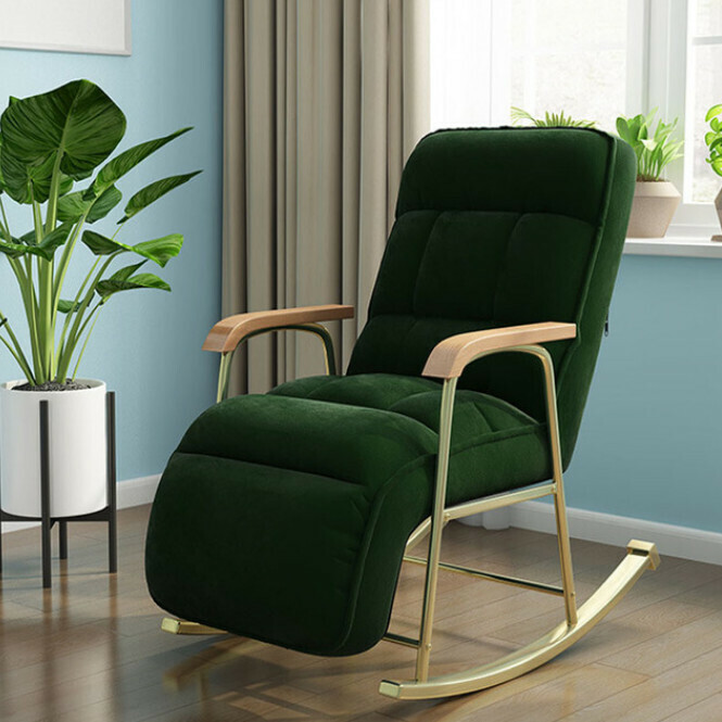New simple leisure chair multi-adjustable comfortable cushion chair (dark green)