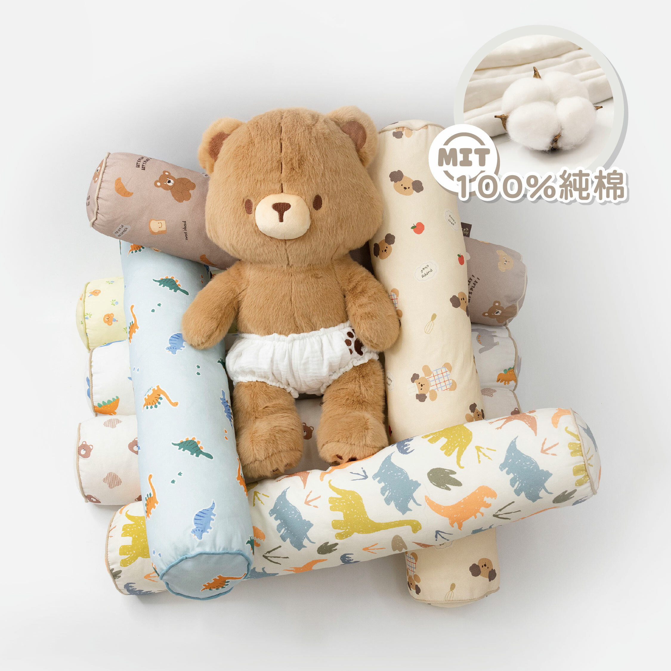 【JB0355】MIT繽紛童話純棉舒眠圓柱枕＊七款