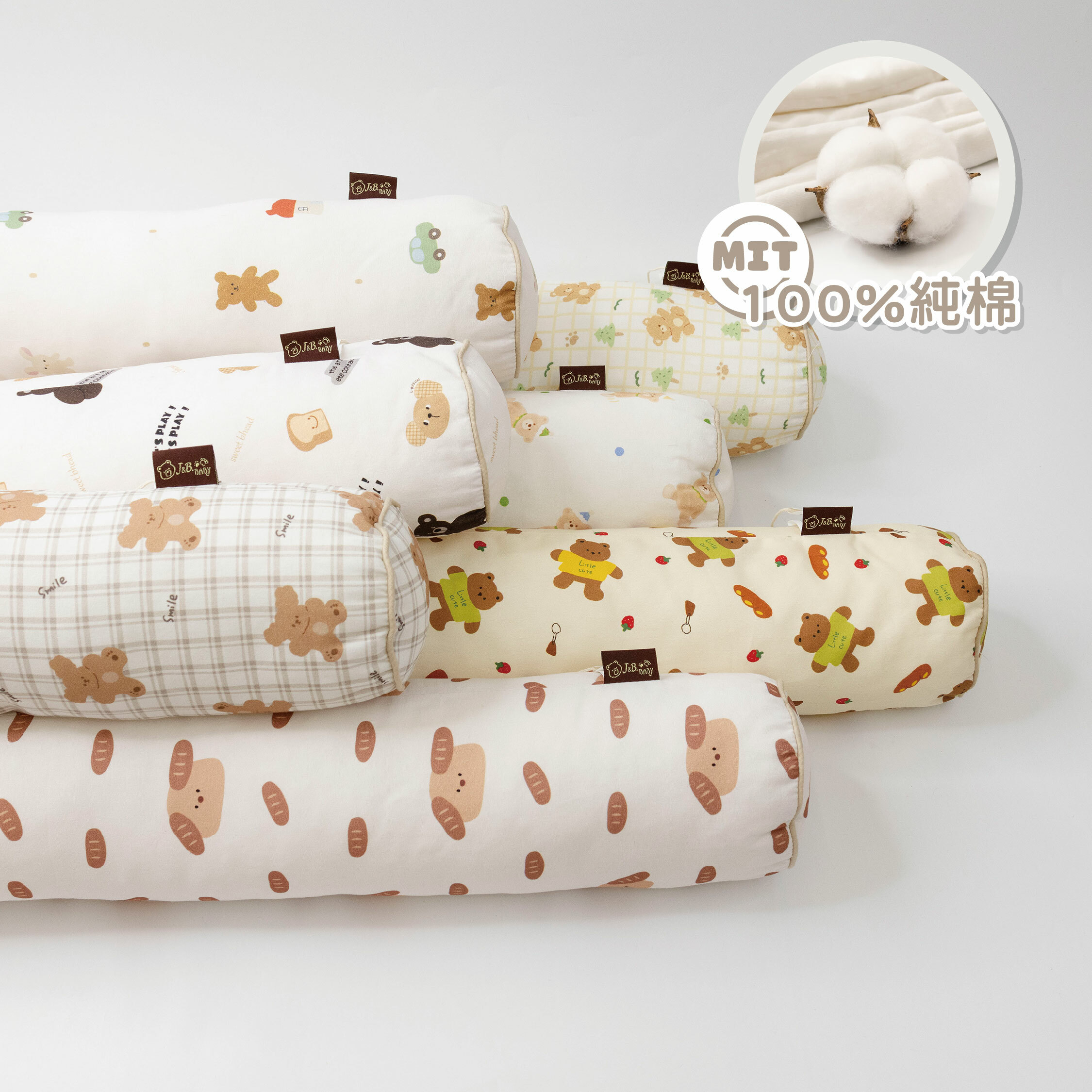 【JB0356】MIT可愛動物純棉舒眠圓柱枕＊八款