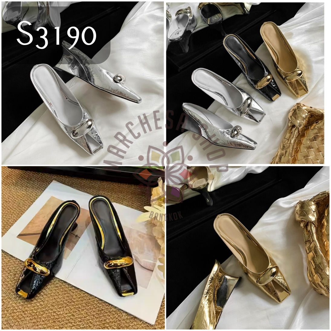 S3190 - 全真皮頭層牛皮裝飾魚咀高踭船踭涼拖