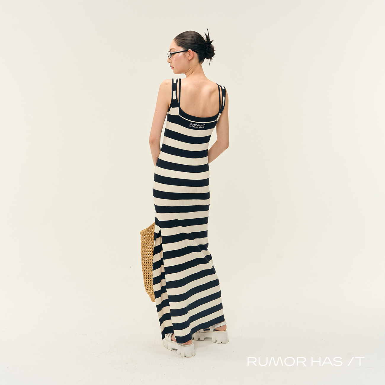Navy Striped Kintting Dress