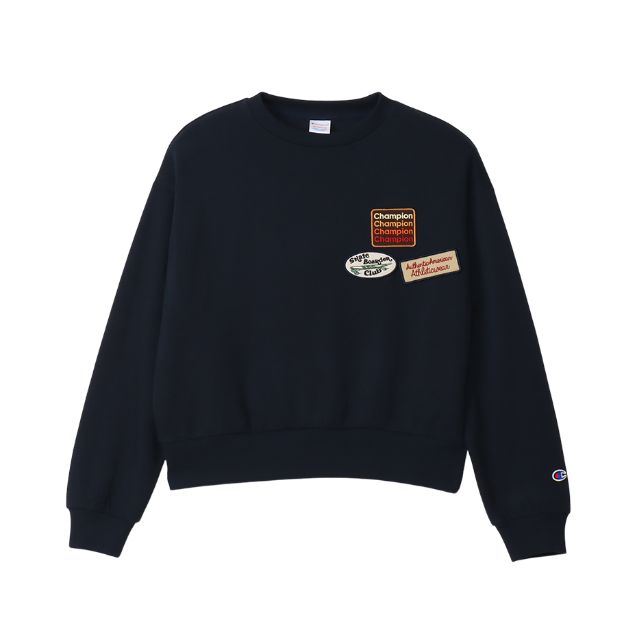 女款 復刻布章圓領衛衣(黑)