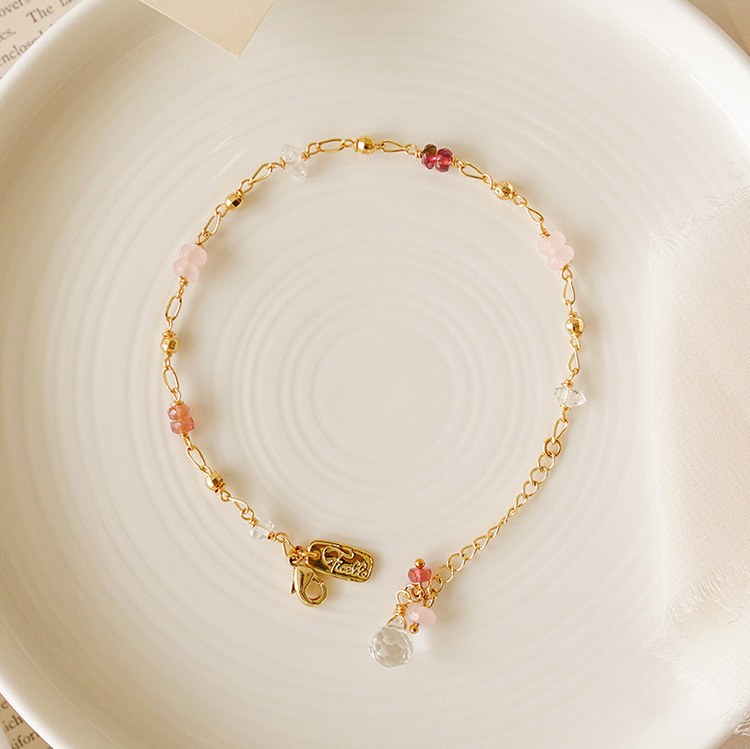 ｜桃花｜繁星點點 – 粉晶碧璽 – 手鍊
