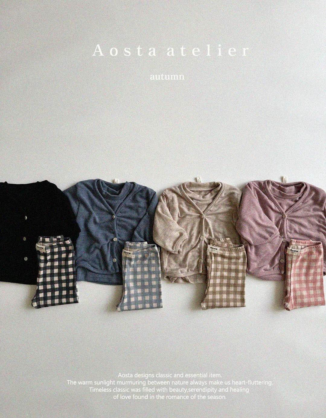 韓國 Aosta-秋款經典格紋內搭褲-薄外套