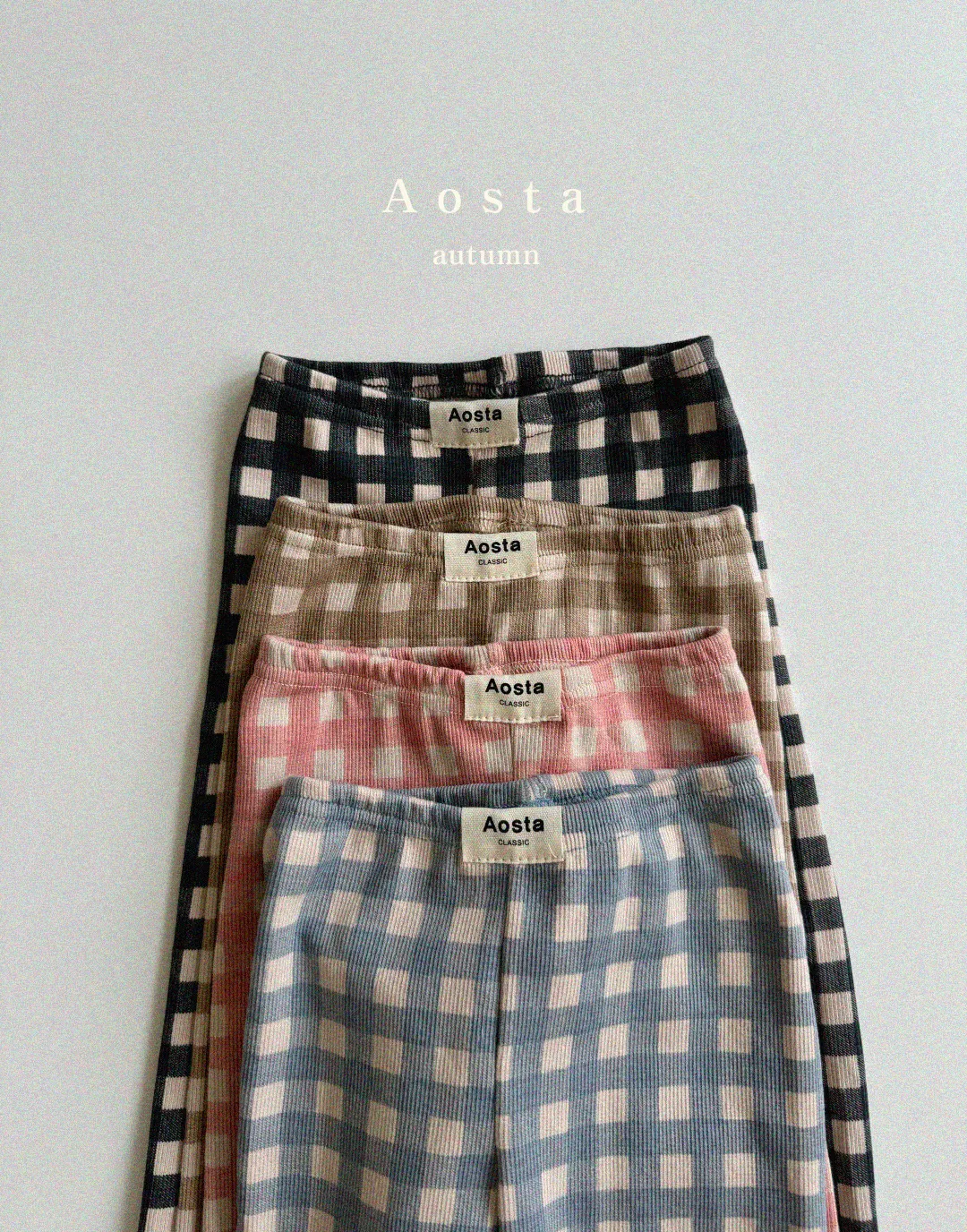 韓國 Aosta-秋款經典格紋內搭褲-四色
