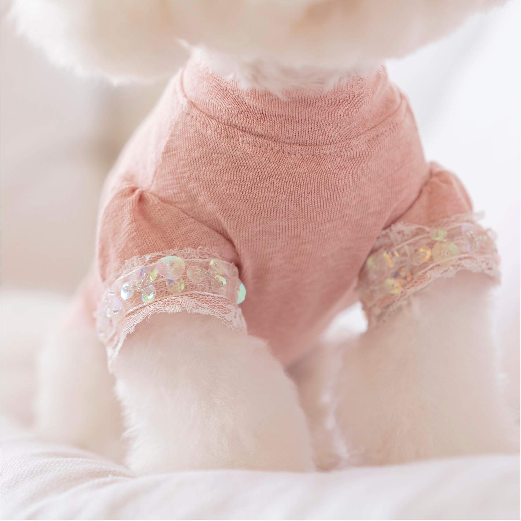 OPAAAP 秋日亞麻串珠T-Shirt （腮紅粉）