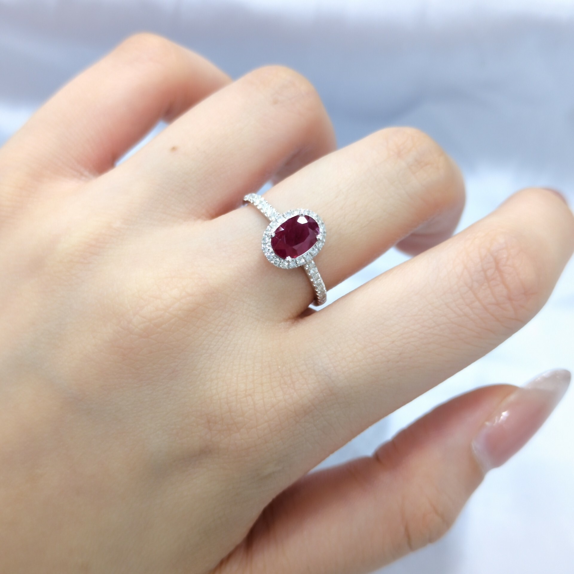 18K White Gold 1.11ct Ruby and Diamond Ring