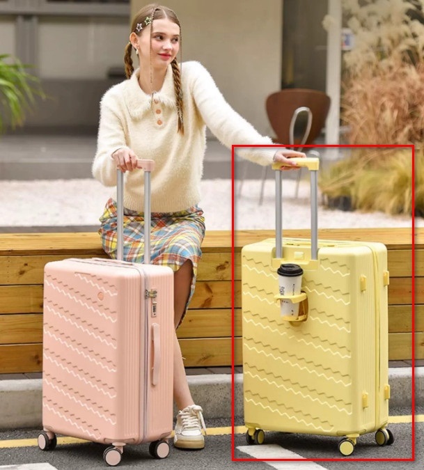 (Yilu Qian) 24 inches, luggage tie rods, universal wheel password travel leather box (yellow) [oblique dark flower model]