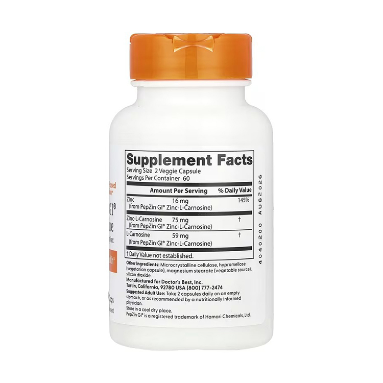 Doctor's Best, PepZin GI, Zinc-L-Carnosine Complex, 120 Veggie Caps