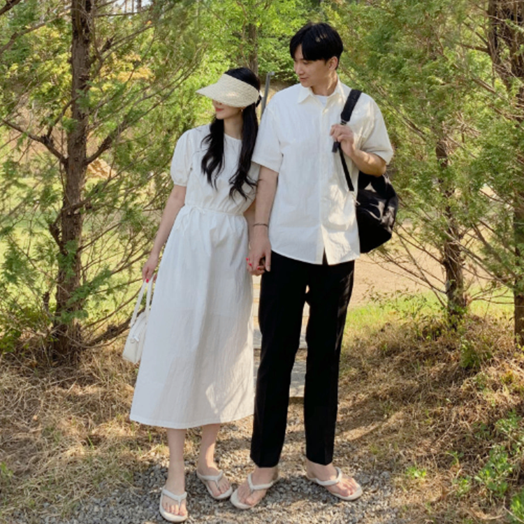 短袖襯衫/公主袖收腰長洋 (四色)