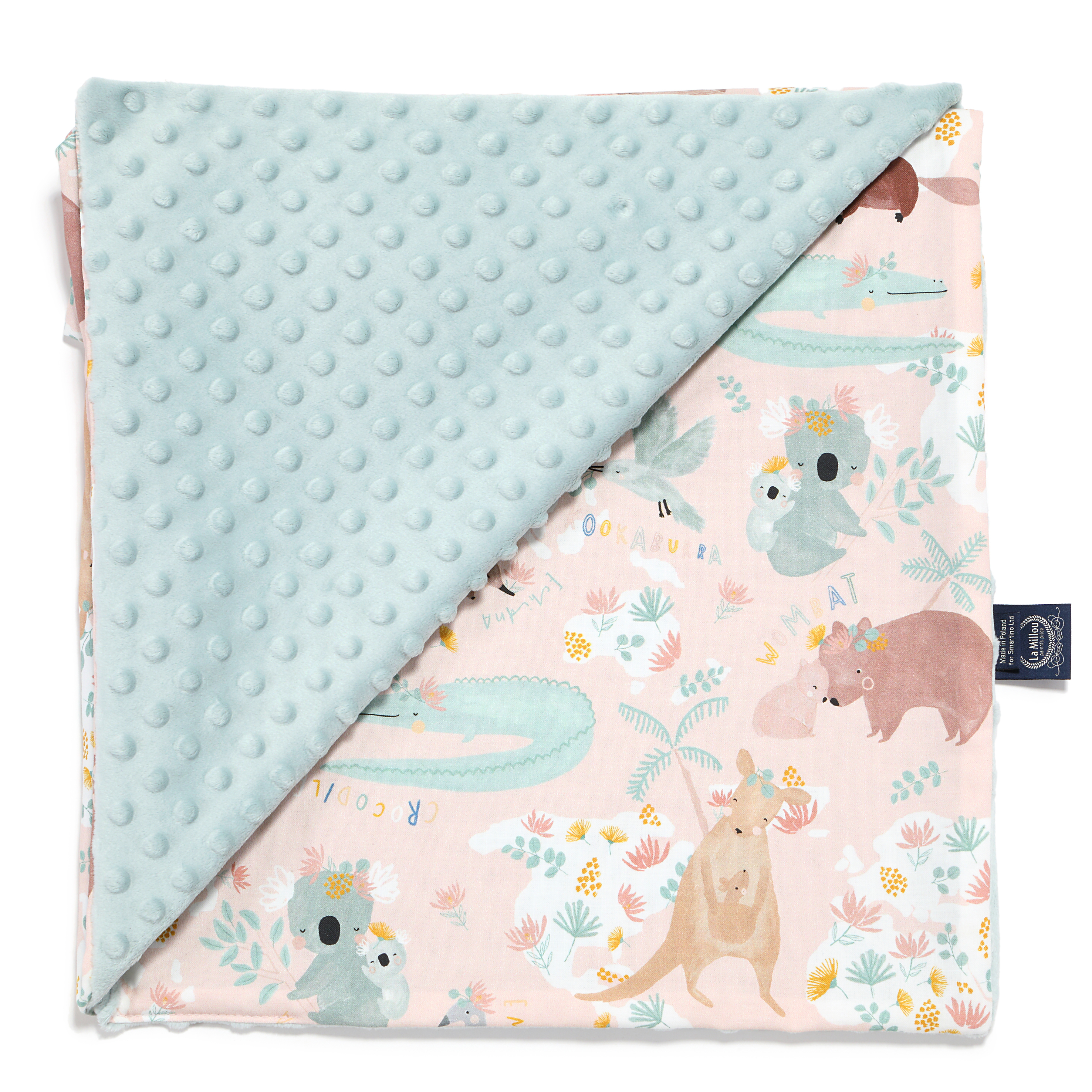 La Millou波蘭 單面巧柔豆豆毯｜澳洲森友會(粉底)｜煙燻香草綠