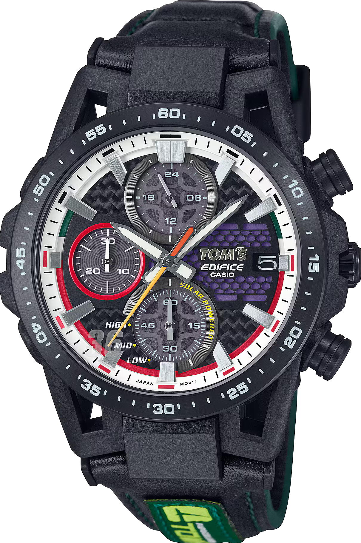 萬年鐘錶 - CASIO 卡西歐 EDIFICE 系列  傳奇賽車魂 EDIFICE x TOM’S 50 周年限量 太陽能藍寶石水晶鏡面三眼計時男錶 EFS-S641TMS-1A 錶徑 : 44.5MM