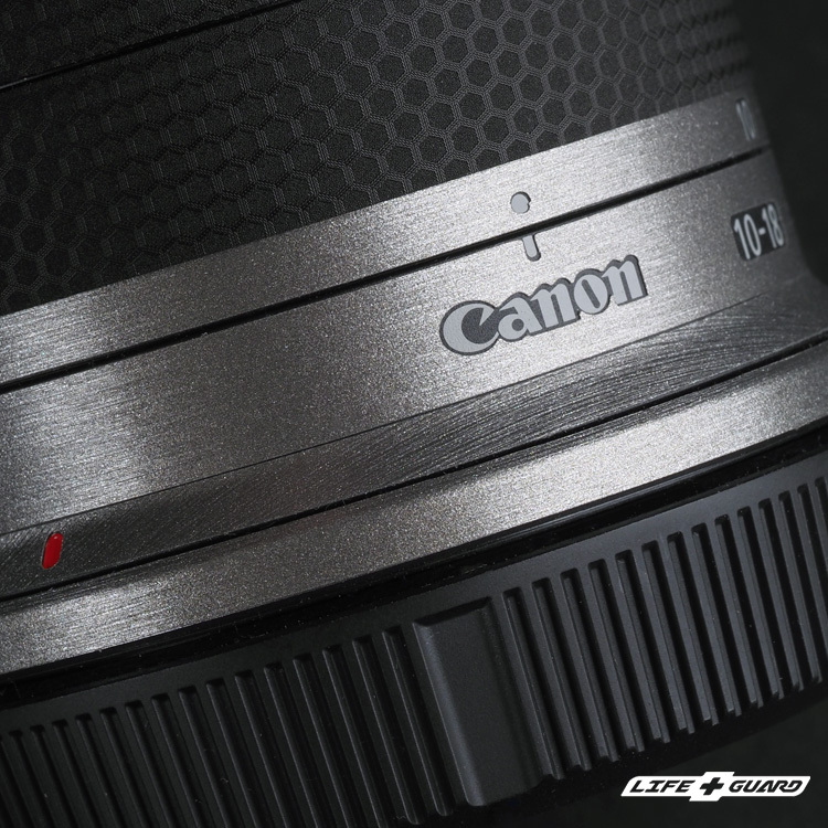 Canon RF-S 10-18mm F4.5-6.3 IS STM 貼膜質感特寫，LIFE+GUARD 設計