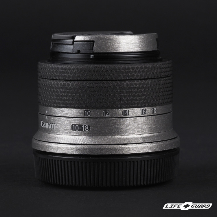 LIFE+GUARD 鏡頭貼膜安裝示意，適用 Canon RF-S 10-18mm F4.5-6.3 IS STM