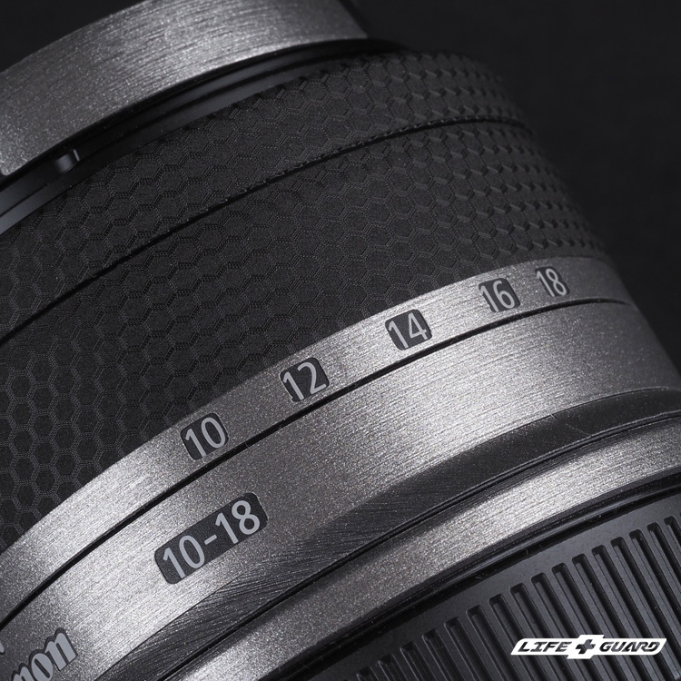 LIFE+GUARD 鏡頭貼膜安裝示意，適用 Canon RF-S 10-18mm F4.5-6.3 IS STM