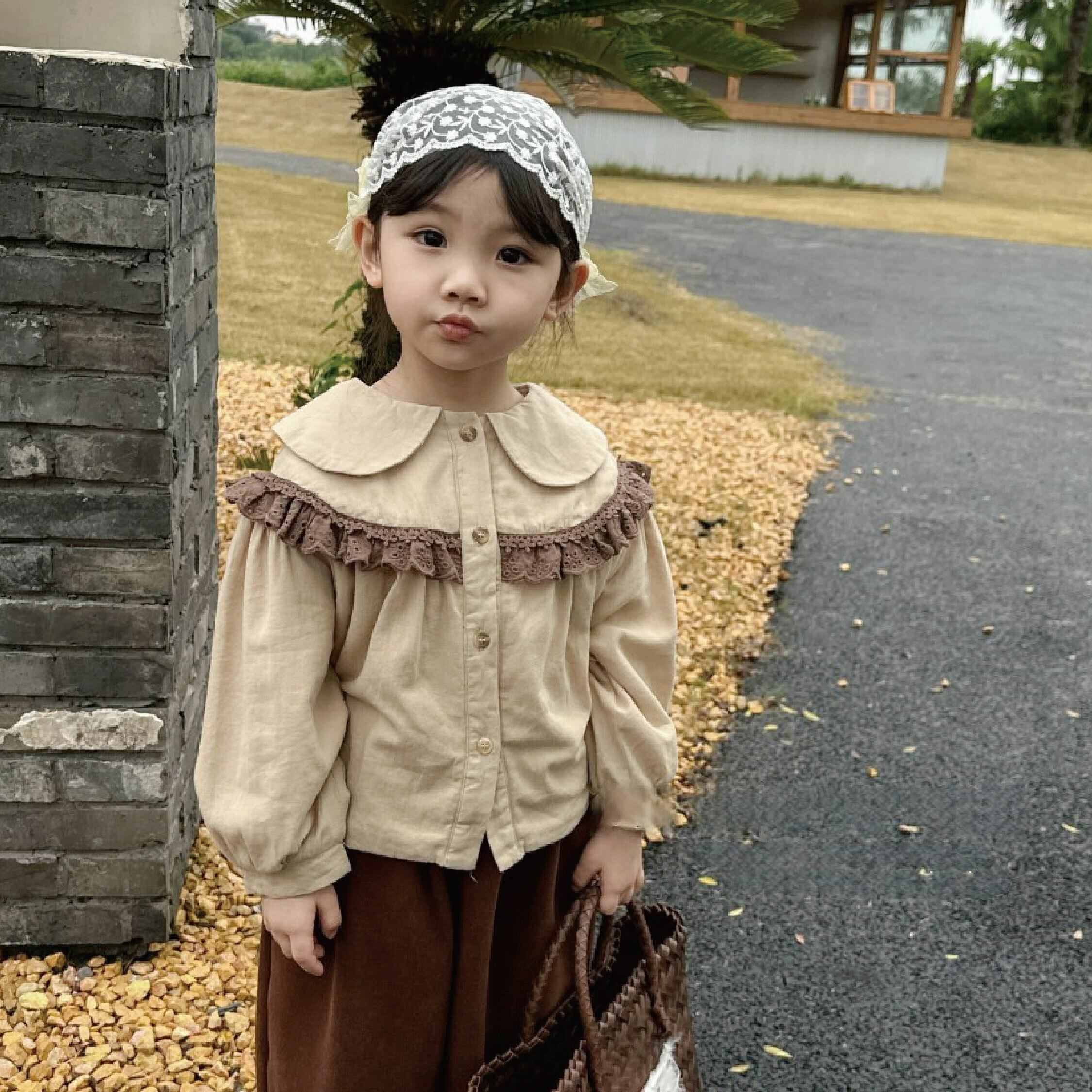 【H35732】古典緹花設計內刷毛上衣＊二色