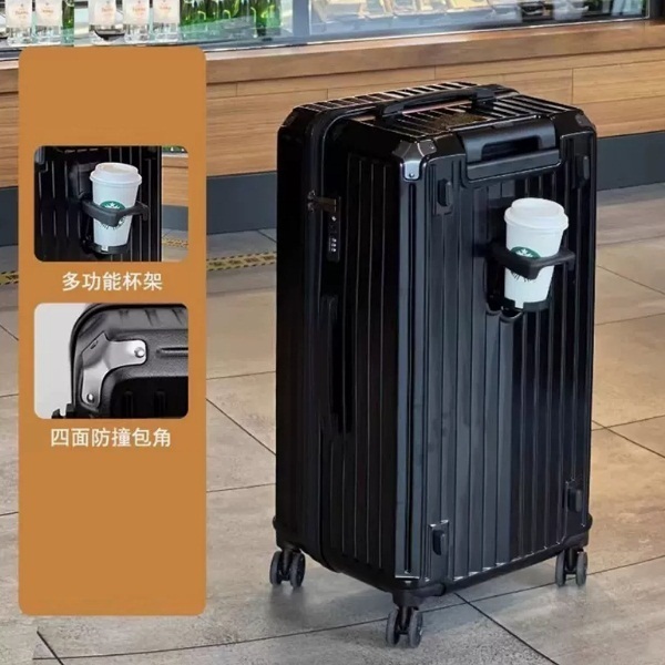 Large-capacity-28-inch-luggage boxes durable tie box password box (dazzling black) [zipper model+cup holder model]