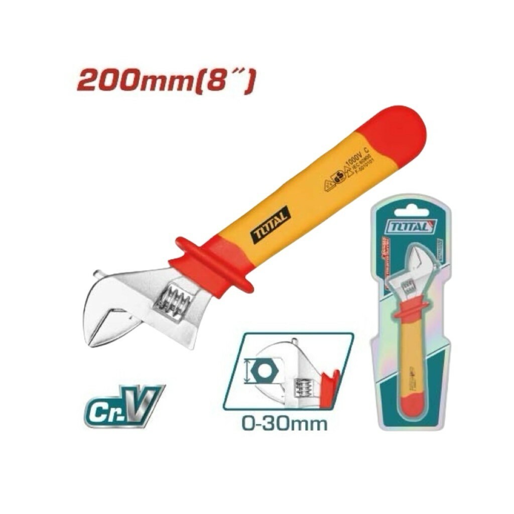 TOTAL 絕緣活動板手 8吋 (THIADW081)
