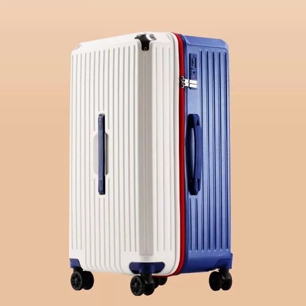 Large-capacity -30 inch-luggage boxes durable tie box password box (blue with white) [zipper model+cup holder model]