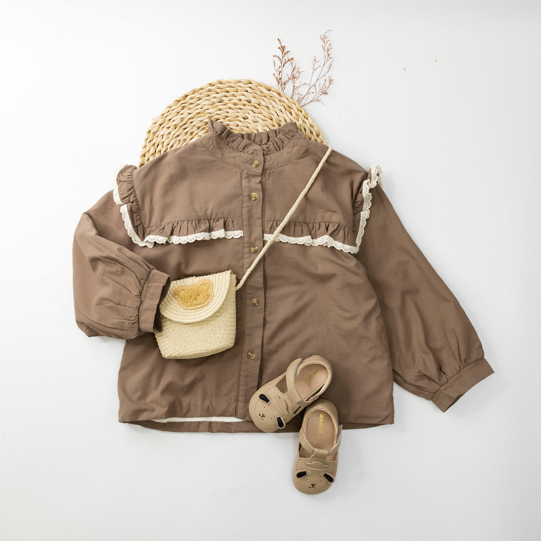 【H35735】質感花邊拼接內刷毛上衣