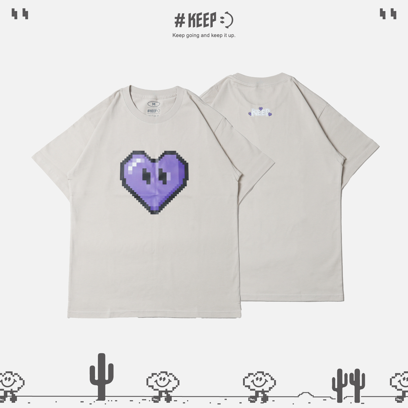 #KEEP PIXEL SEPTEMBER HEART TEE 月份限定 九月紫 像素 8-bit 寬鬆 休閒 短袖 短T【KS237】