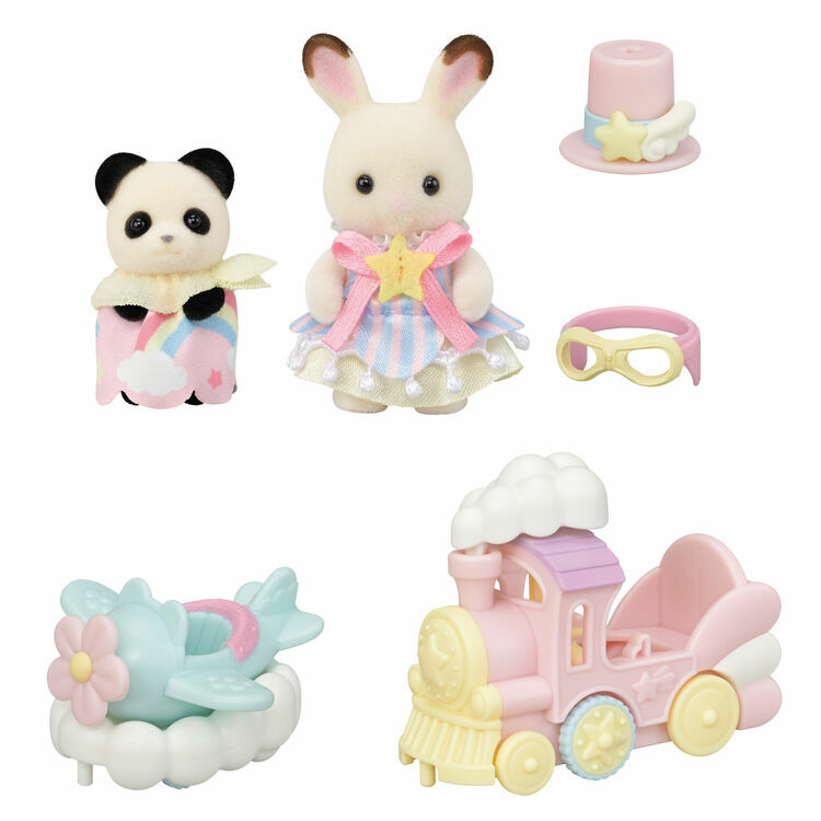 Sylvanian Families - 森林家族 - 森林樂園花車套裝 - 火車與飛機 (朱古力兔寶寶+熊貓寶寶)