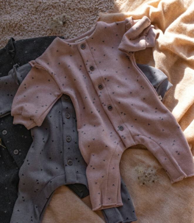 1+ in the family 小荷葉袖印花連身褲 BLANCA old-rose